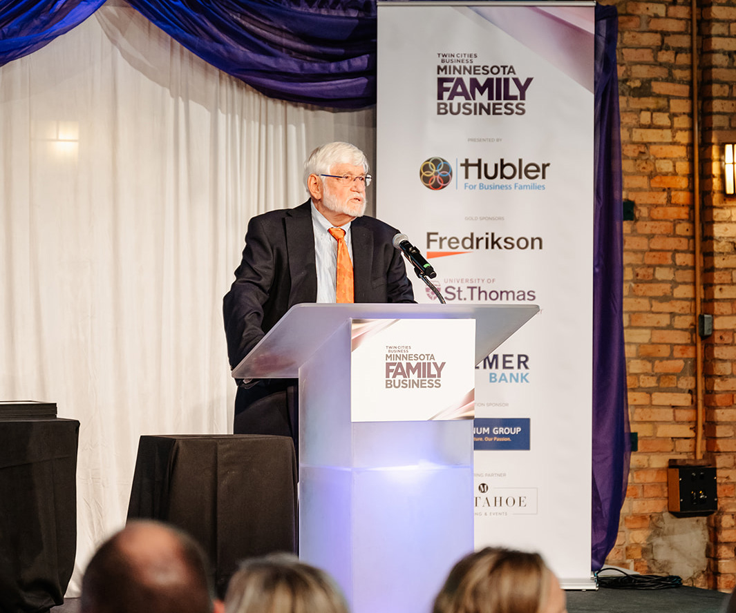 Tom Hubler kicks off the 2023 Minnesota Family Business Awards ceremony.