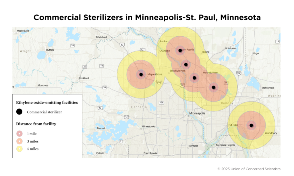 According to the Union of Concerned Scientists data, there are six plants using ethylene oxide in the Twin Cities.